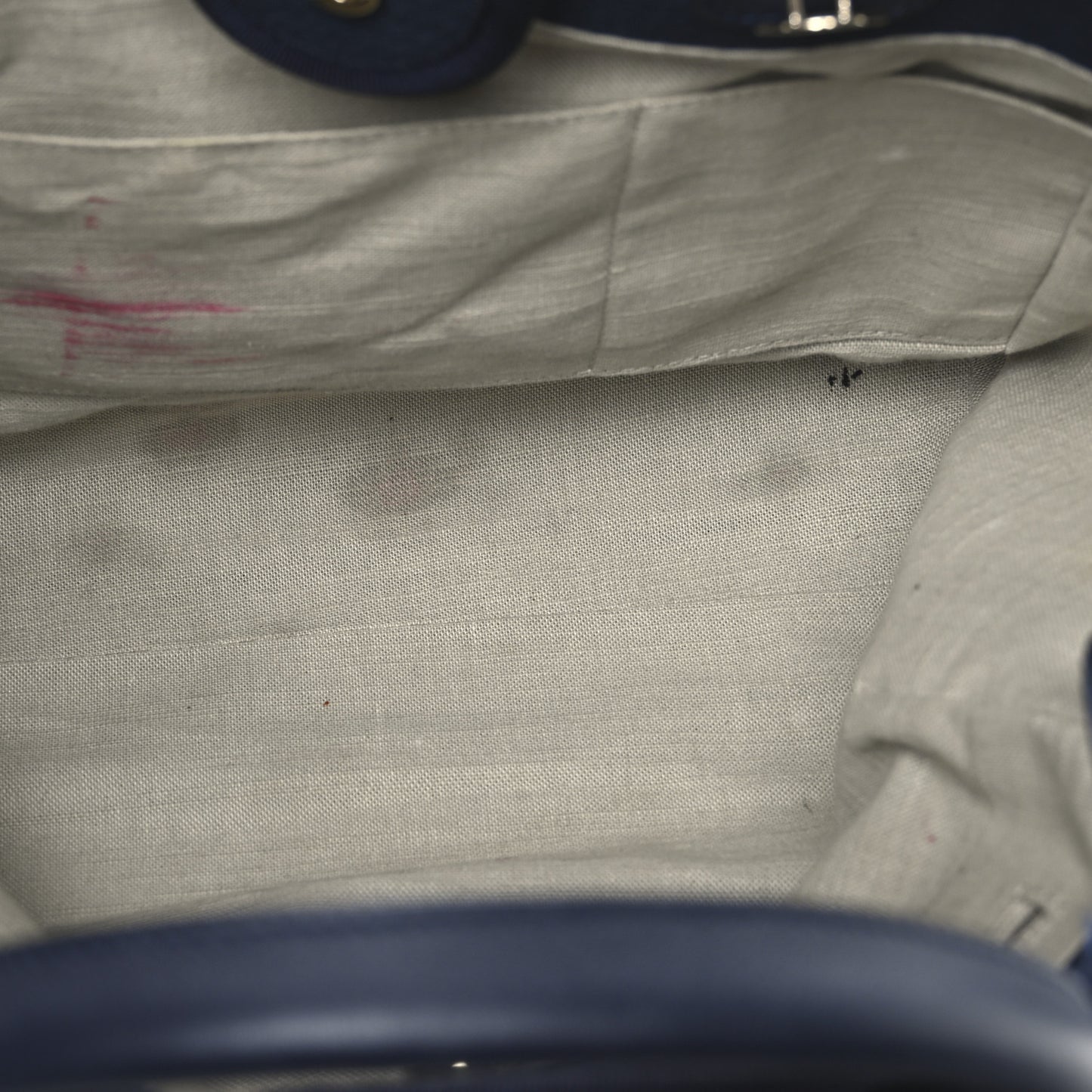 Mixed Fibers Calfskin Medium Deauville Tote Navy Blue