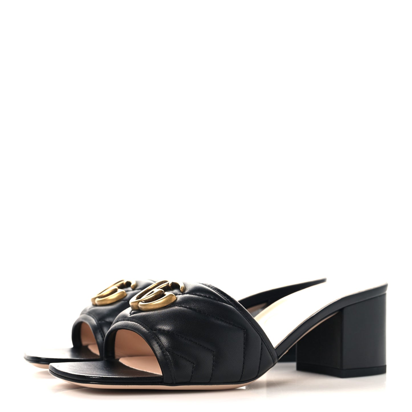 Nappa Matelasse GG Marmont 55mm Slide Sandals 37.5 Black