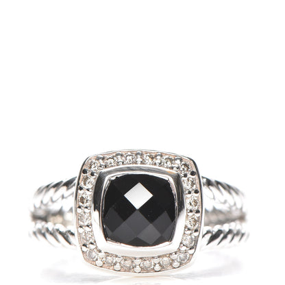 David Yurman Sterling Silver Diamond Black Onyx 7mm Petite Albion Ring 54 7 1 of 6