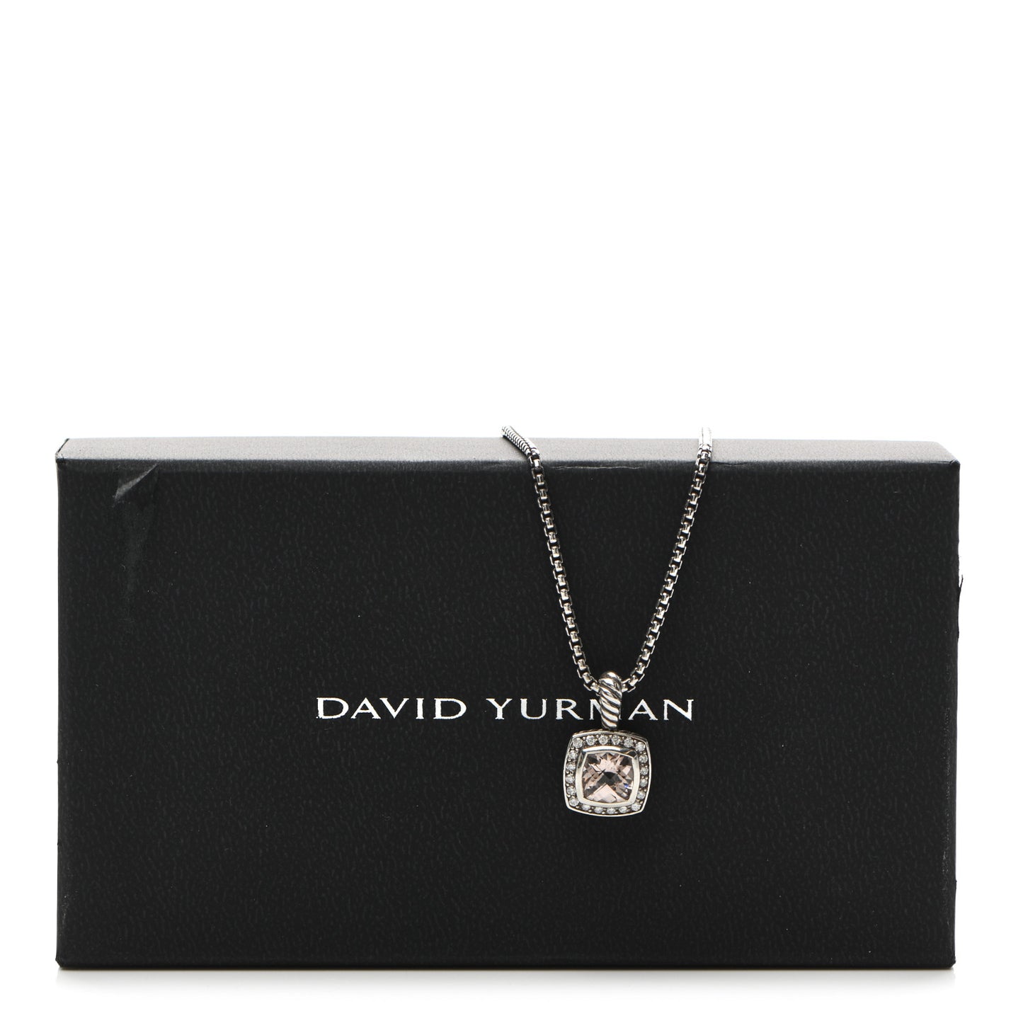 Sterling Silver Diamond Morganite 7mm Petite Albion Pendant Necklace
