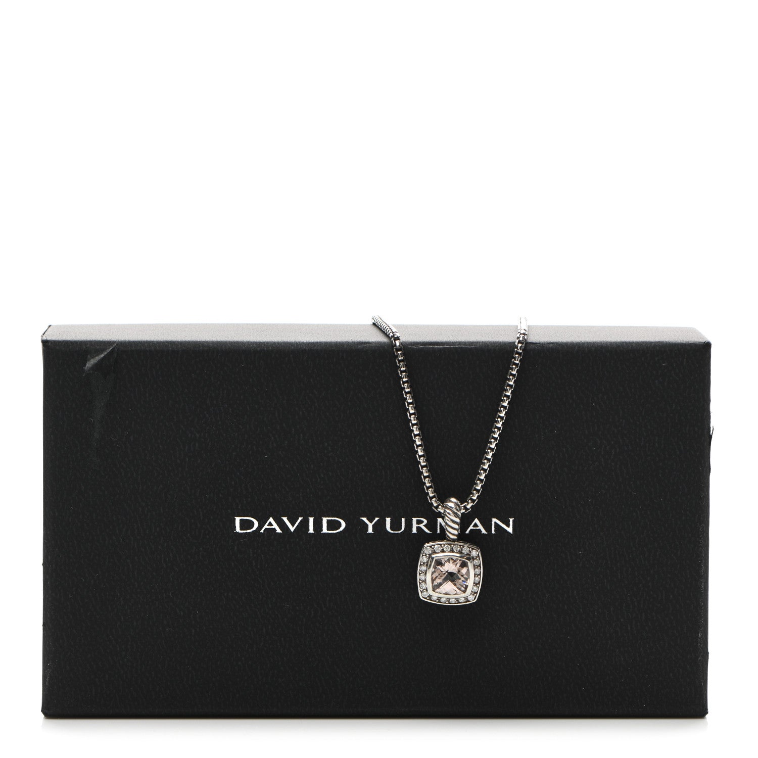 David Yurman Sterling Silver Diamond Morganite 7mm Petite Albion Pendant Necklace 5 of 5