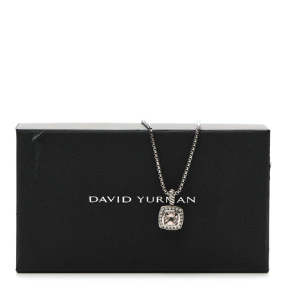 David Yurman Sterling Silver Diamond Morganite 7mm Petite Albion Pendant Necklace 5 of 5