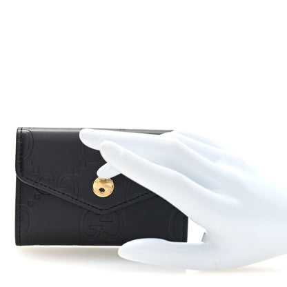 Gucci Gilbert Calfskin Jumbo GG Embossed Snap Wallet Black 2 of 8