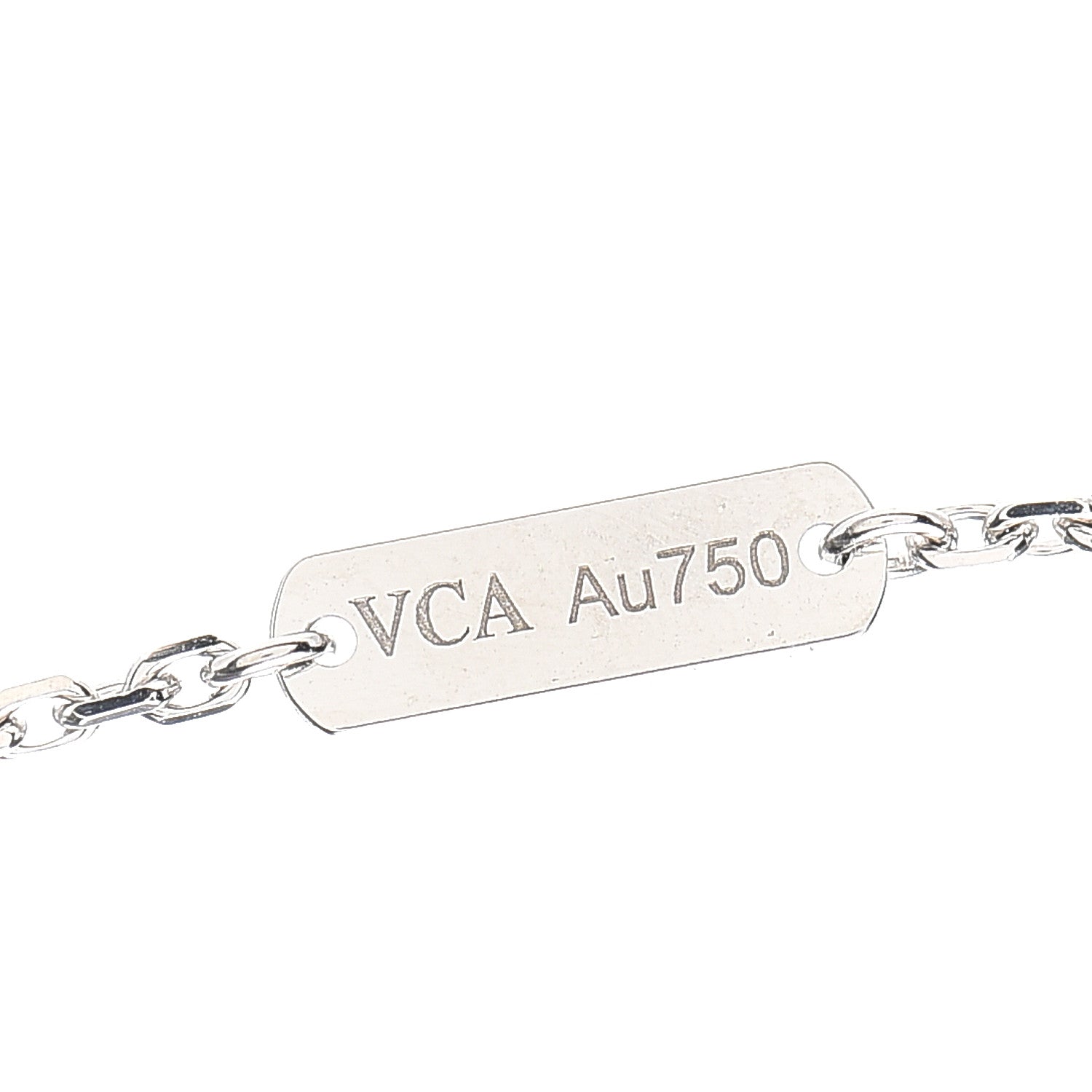 Van Cleef & Arpels 18K White Gold Diamond Guilloche Vintage Alhambra Pendant Necklace 6 of 8