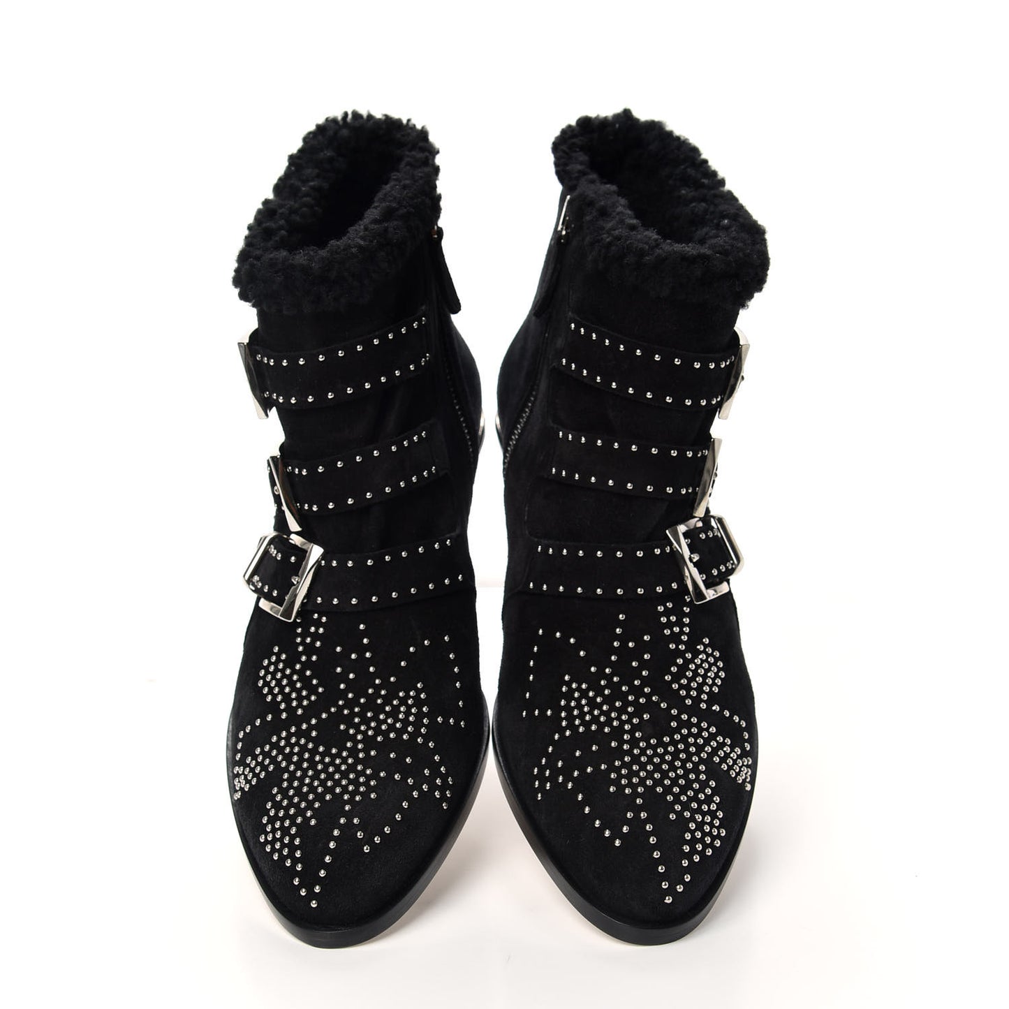 Shearling Studded Susanna Ankle Boots 38 Black