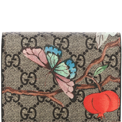 Gucci GG Supreme Monogram Tian Card Case Beige Multicolor Red 7 of 10