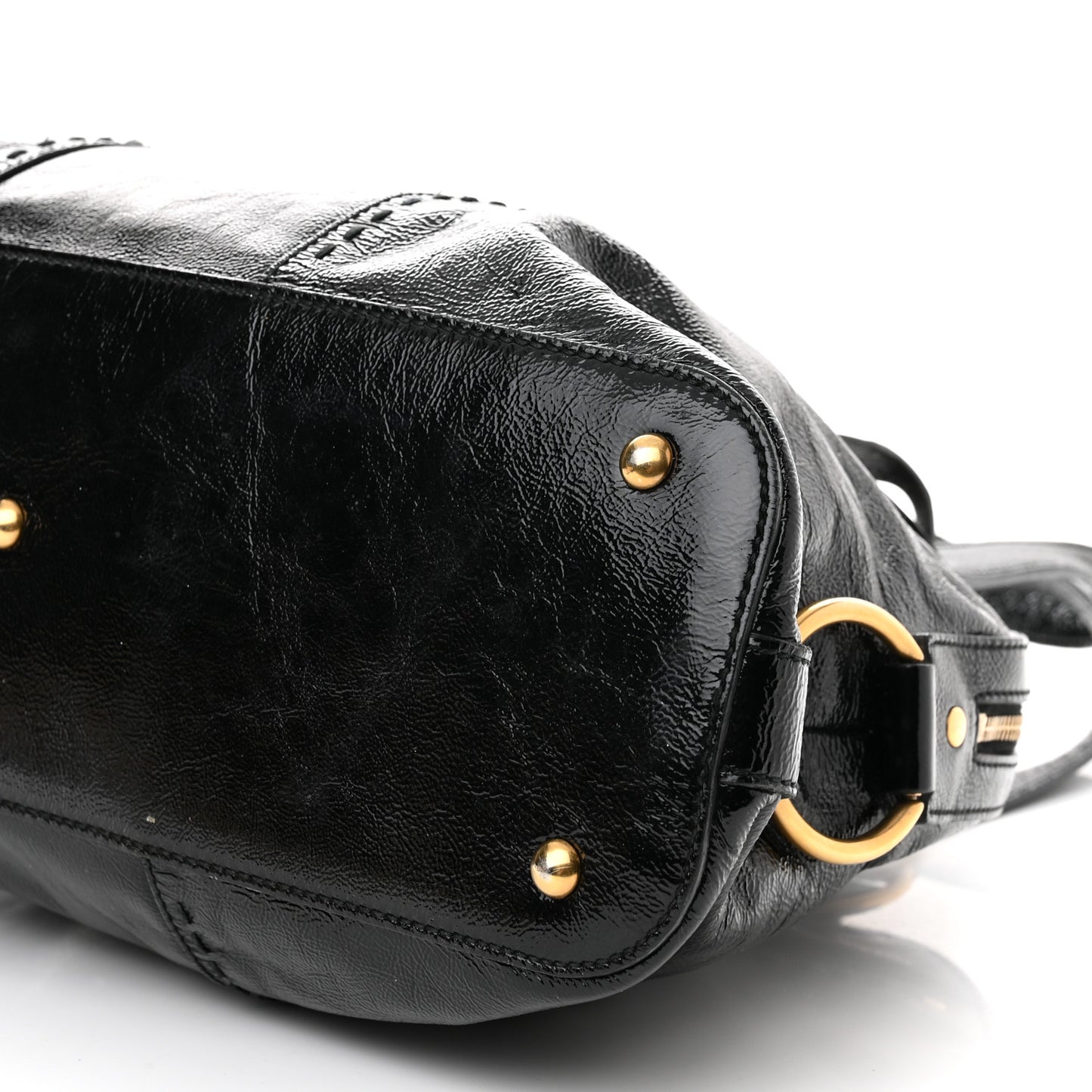 Textured Patent Calfskin Large Muse Black