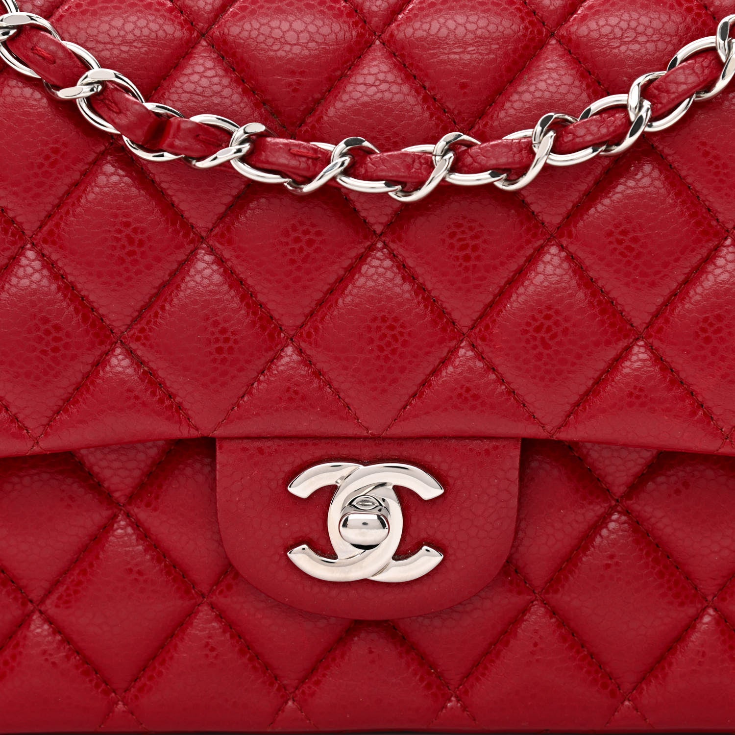 Chanel Caviar Quilted Medium Double Flap Red 8 of 12