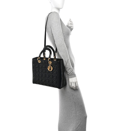 Christian Dior Patent Cannage Large Lady Dior Black 2 of 11