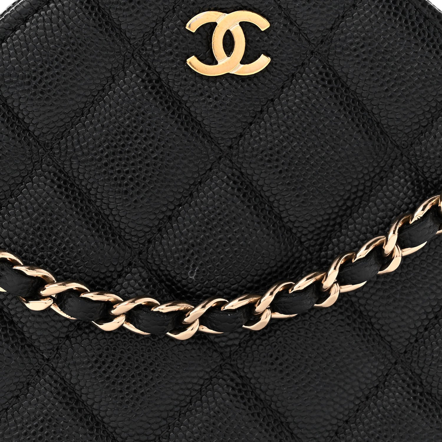 Chanel Caviar Quilted Round Clutch With Chain Black 8 of 10
