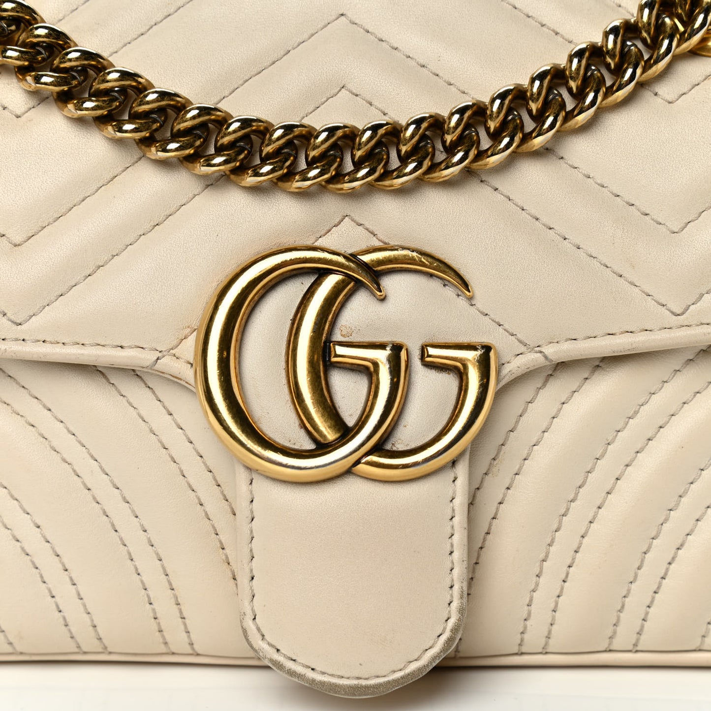 Calfskin Matelasse Mini GG Marmont Shoulder Bag White
