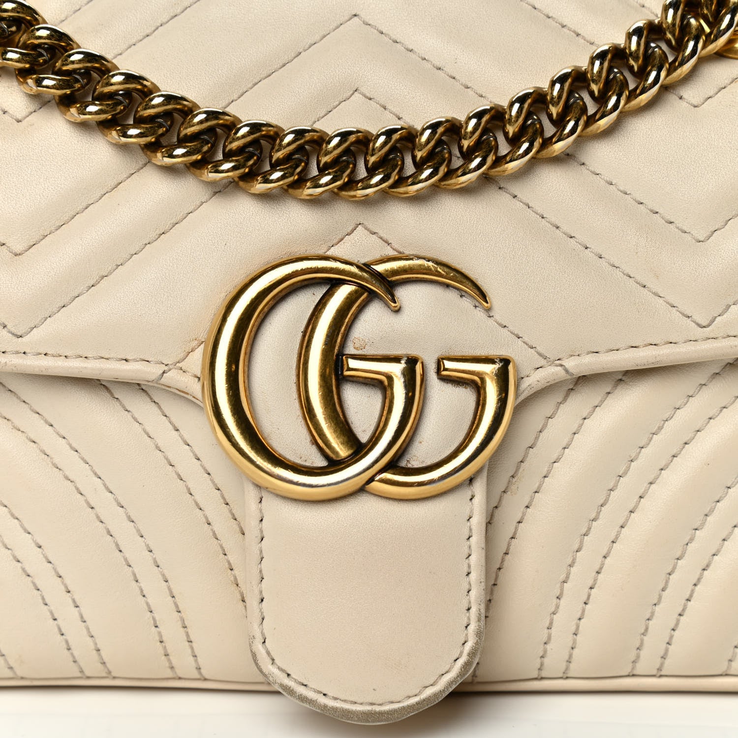 Gucci Calfskin Matelasse Mini GG Marmont Shoulder Bag White 8 of 13