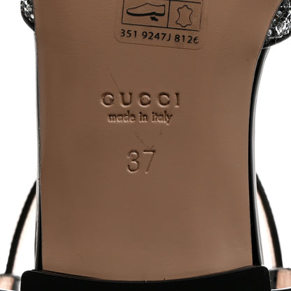 Gucci Calfskin Glitter Double G Slingback Flats 37 Silver Black 7 of 8