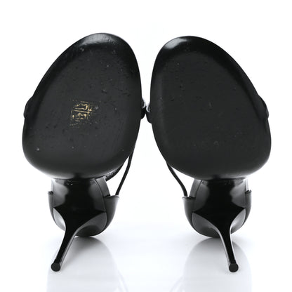 Saint Laurent Calfskin Cassandra 100 Ankle Strap Sandals 37 Black 5 of 7