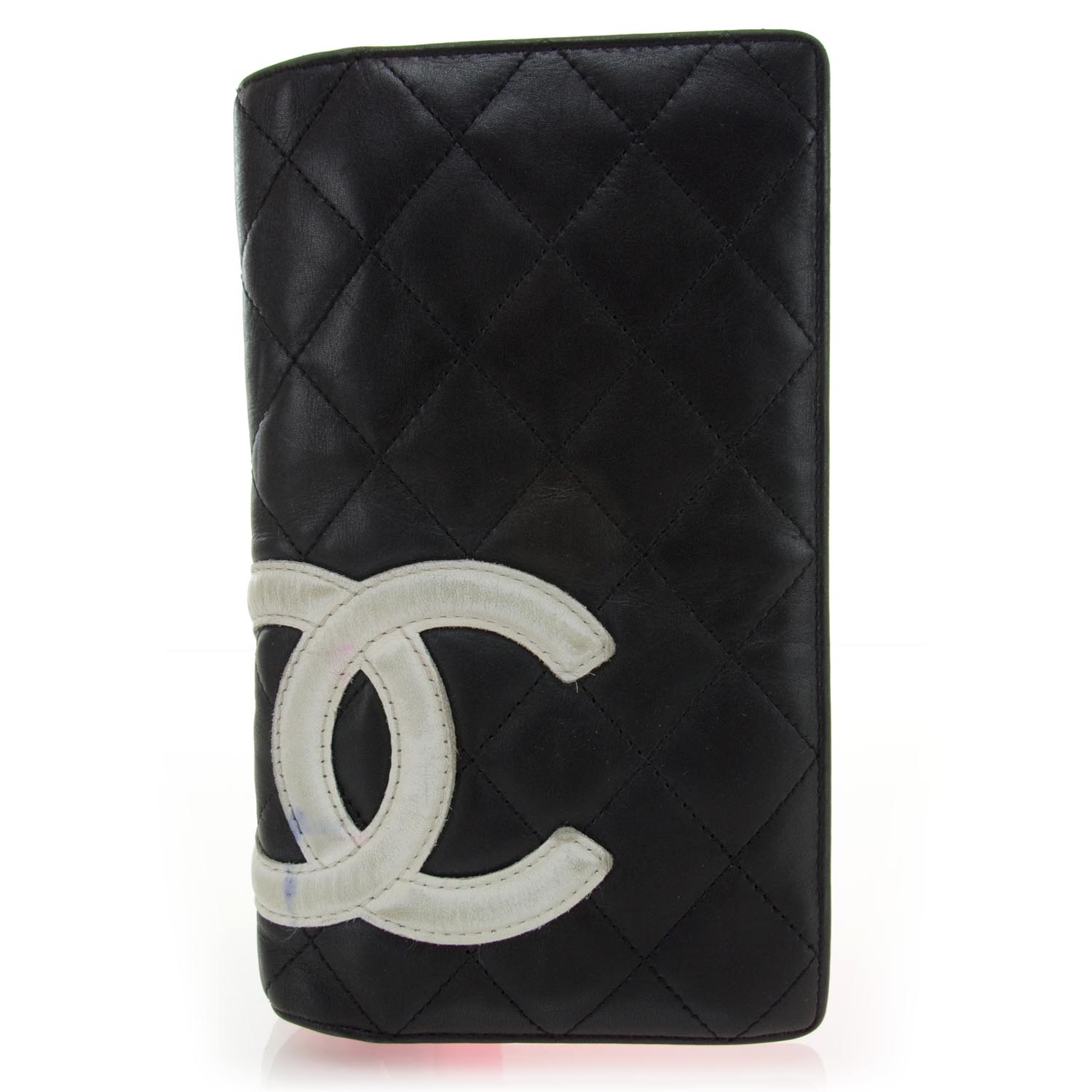 Chanel Calfskin Quilted Cambon Yen Wallet Black White 1 of 9