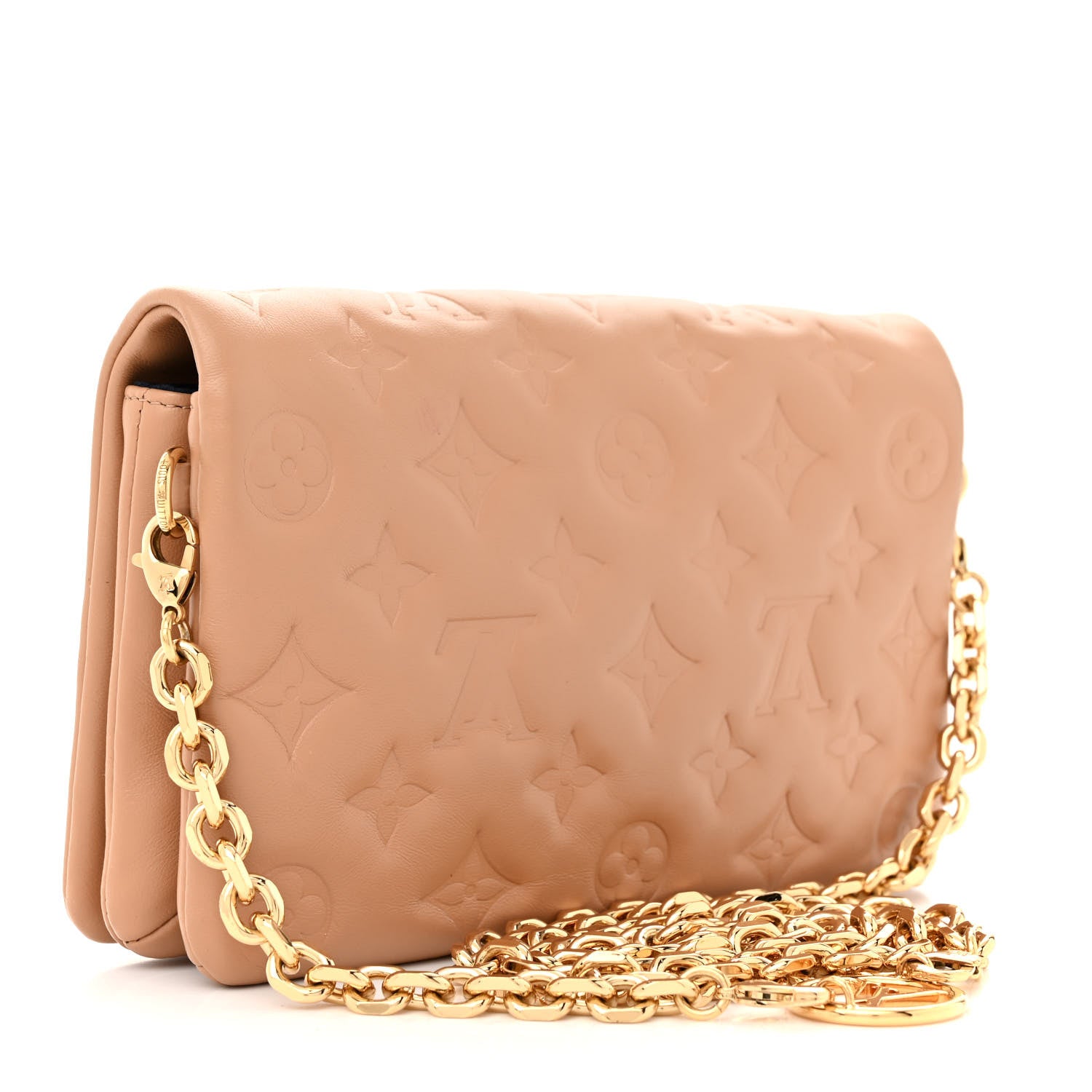 Louis Vuitton Lambskin Embossed Monogram Pochette Coussin Camel 3 of 13
