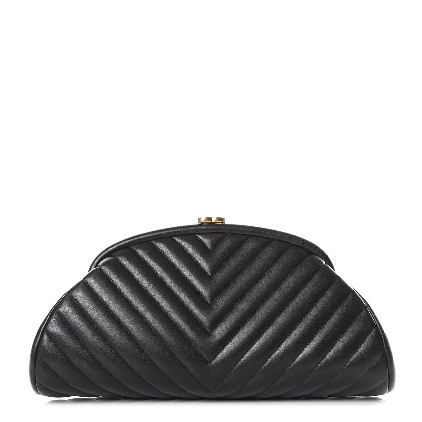 Lambskin Chevron Quilted Timeless Clutch Black