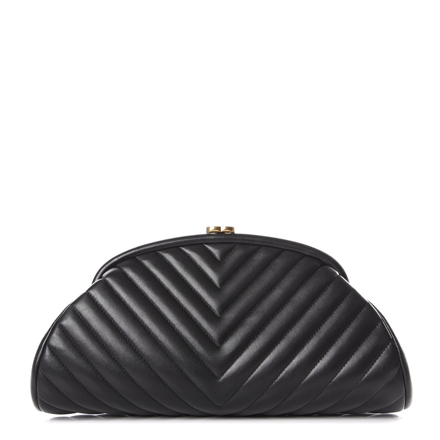 Chanel Lambskin Chevron Quilted Timeless Clutch Black 1 of 10