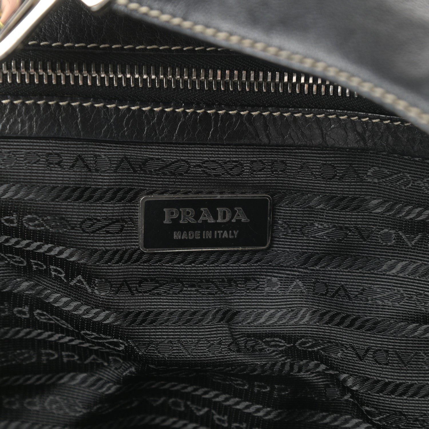 Prada Tessuto Nylon Vitello Foldover Pushlock Satchel Black 6 of 13