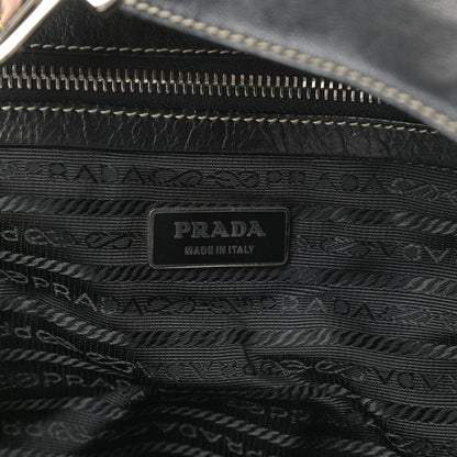 Prada Tessuto Nylon Vitello Foldover Pushlock Satchel Black 6 of 13