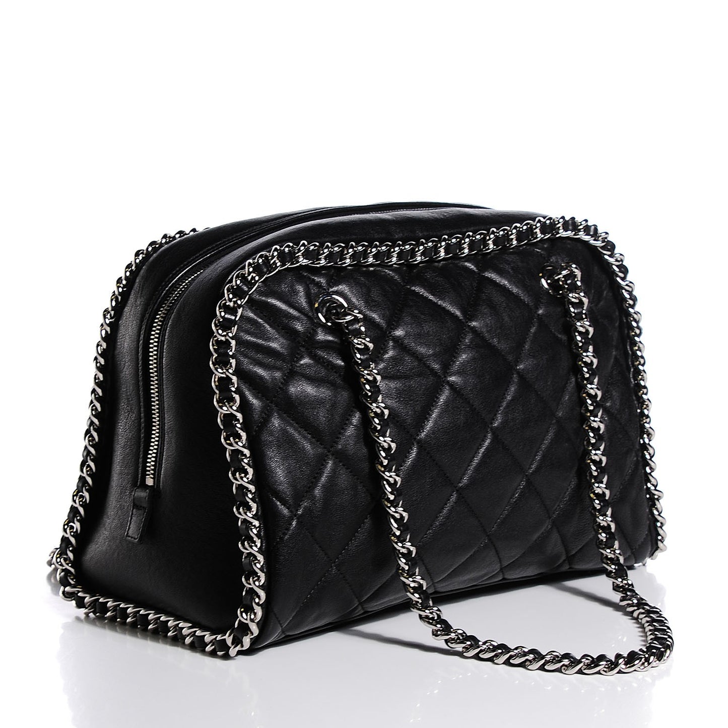Washed Lambskin Chain Around Bowler Black