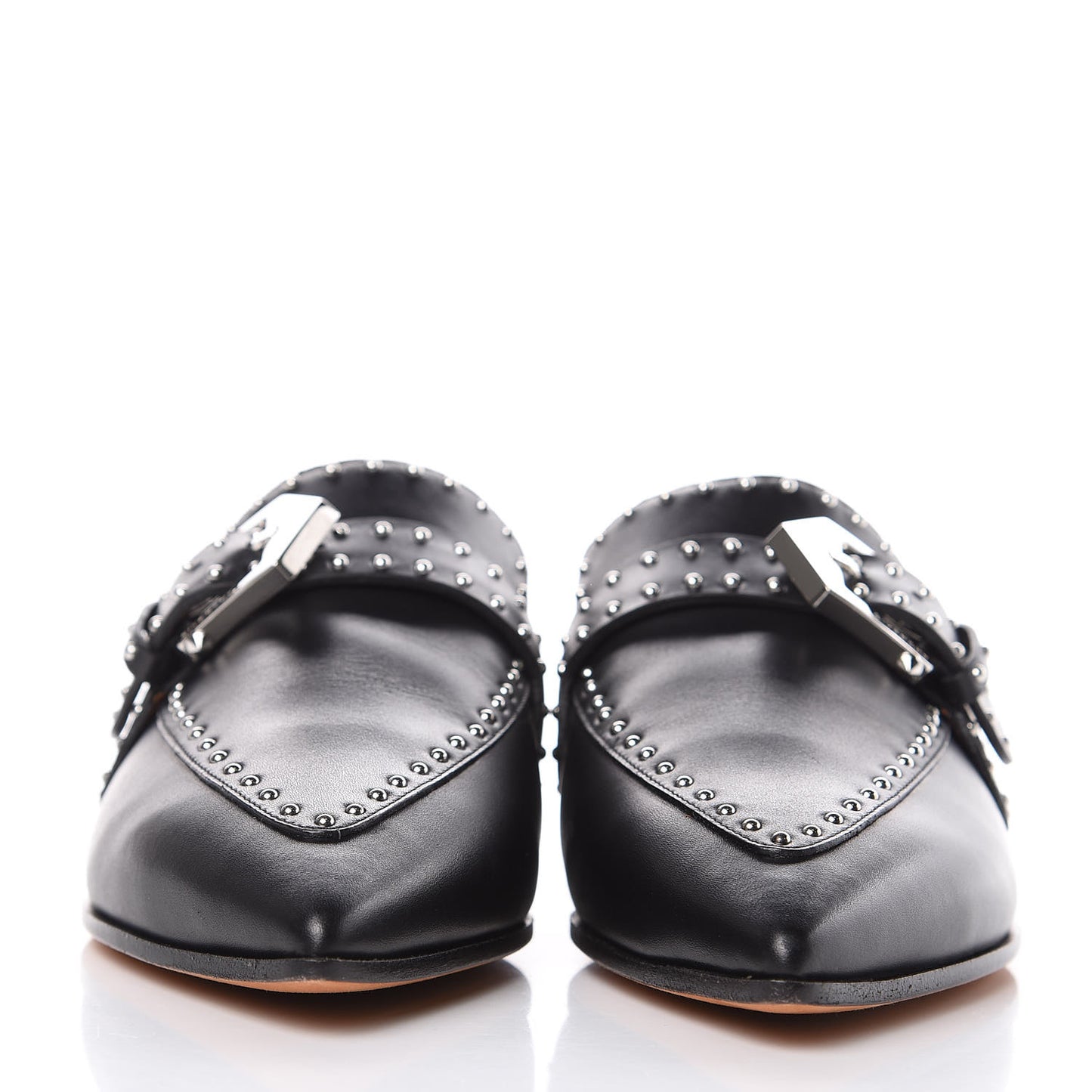 Calfskin Studded Elegant Loafer Mule 37.5 Black