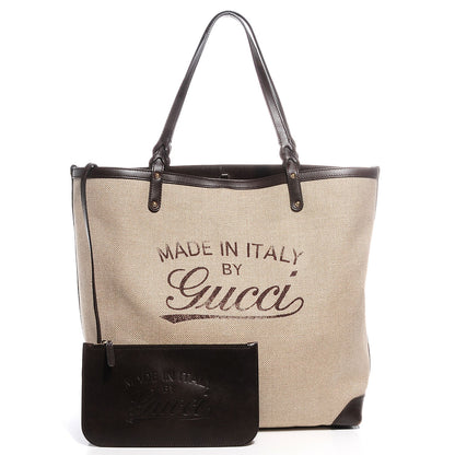 Gucci Linen Large Craft Logo Tote Dark Brown 5 of 10