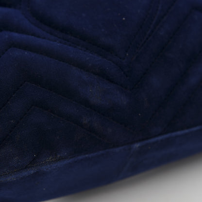Gucci Velvet Matelasse Medium GG Marmont Shoulder Bag Cobalt Blue 14 of 15
