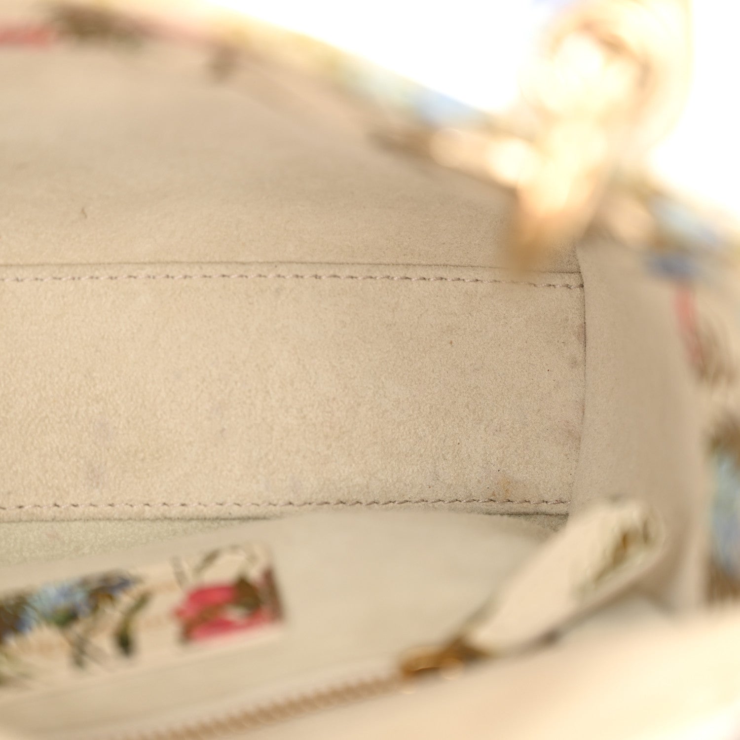 Christian Dior Calfskin Hibiscus Printed Embroidered Mini Lady Dior Beige Multicolor 12 of 14