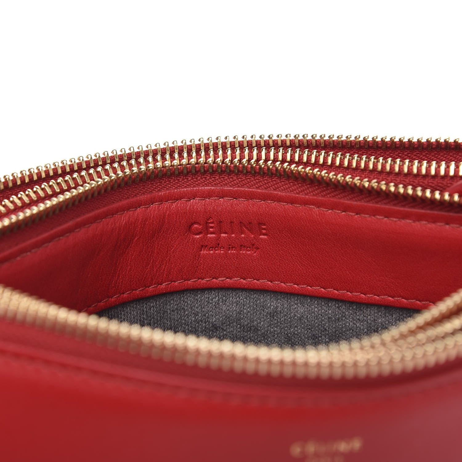 Celine Lambskin Small Trio Crossbody Bag Red 7 of 12