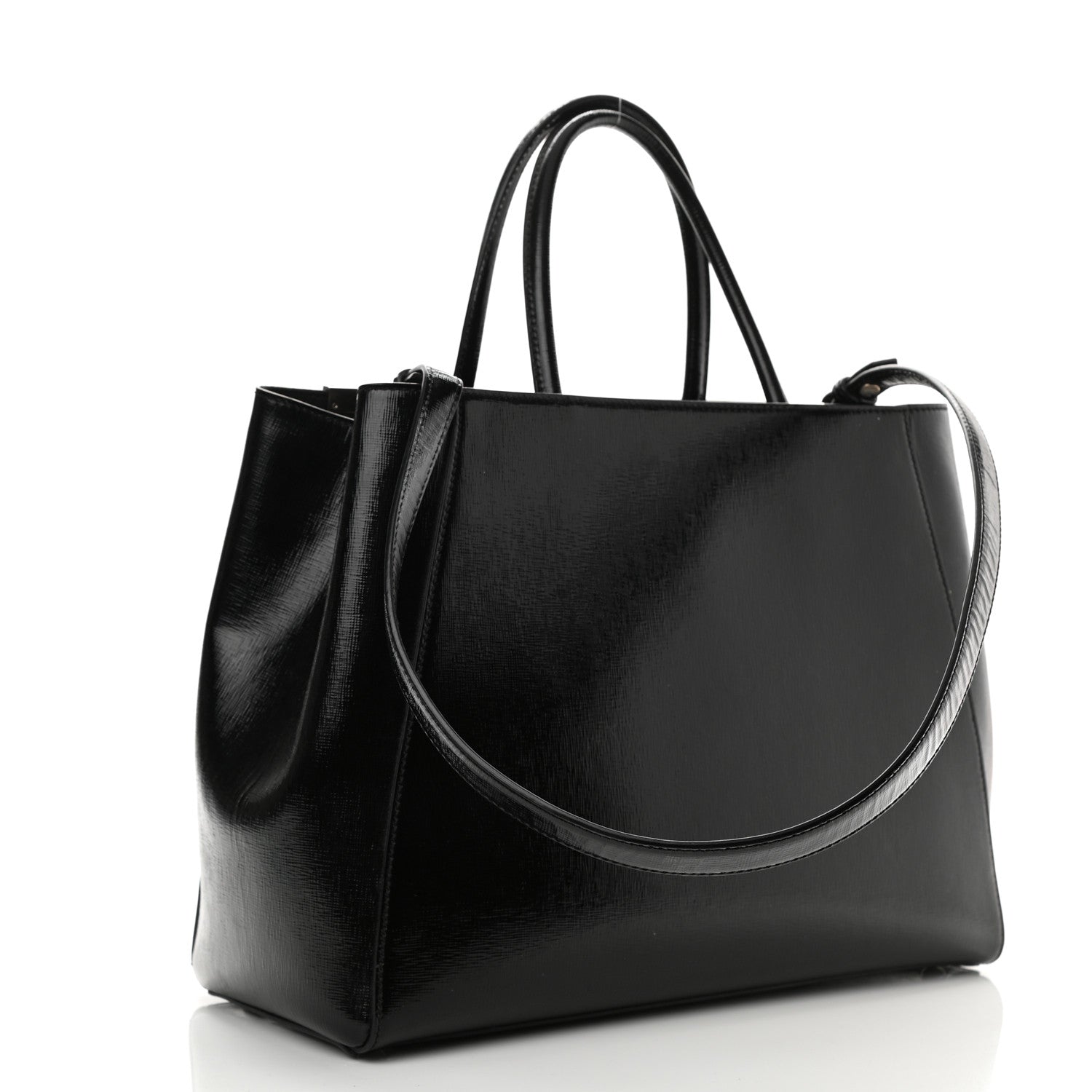 Fendi Patent Vitello Elite Regular 2Jours Tote Black 4 of 10
