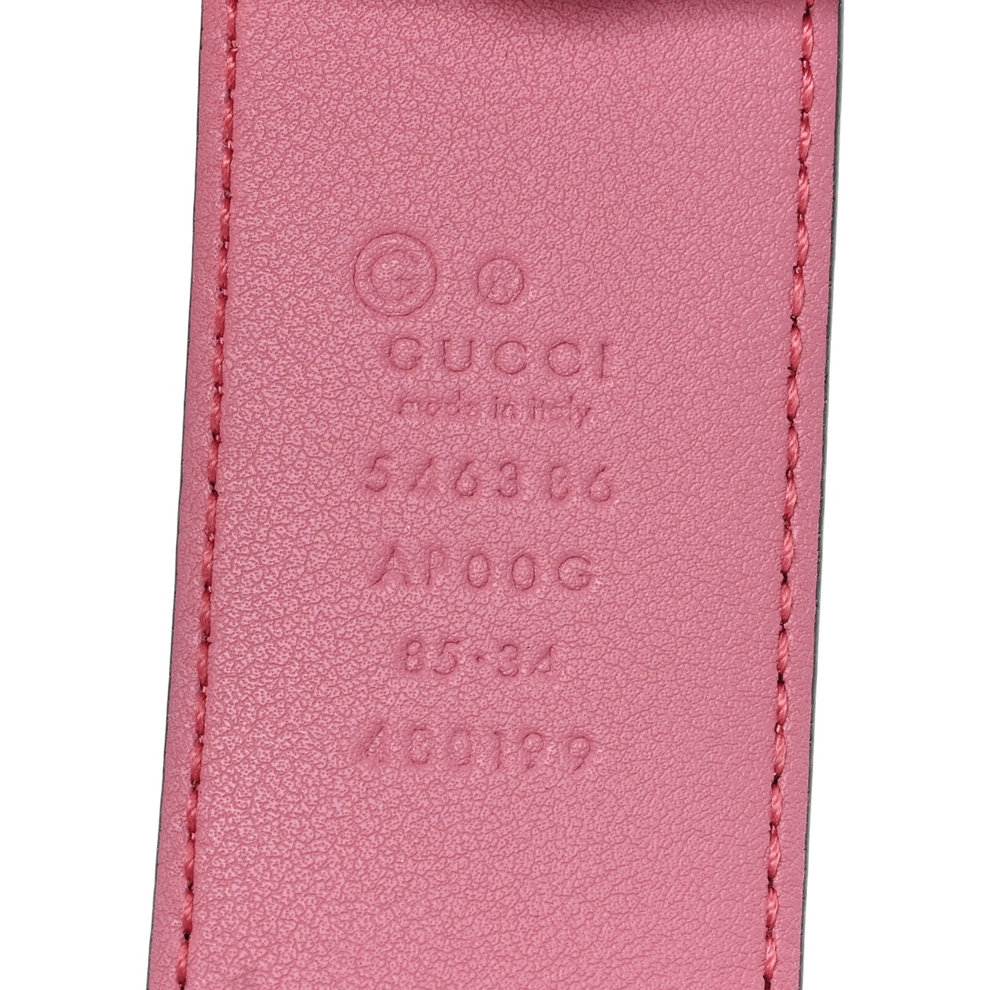 Moon Calfskin Interlocking G 37mm Belt 85 34 Glossy Pink
