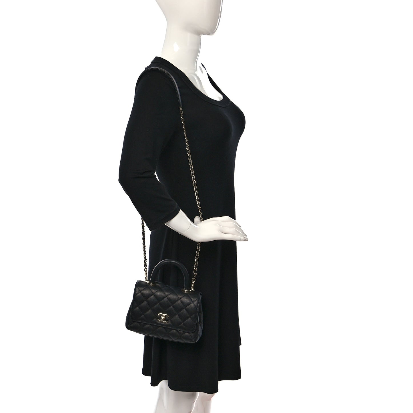 Caviar Quilted Extra Mini Coco Handle Flap Black