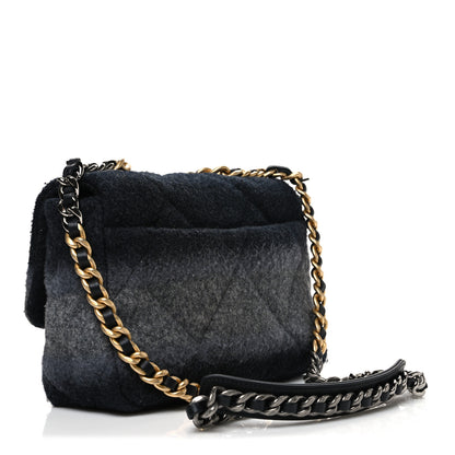 Chanel Wool Quilted Medium Chanel 19 Flap Black Grey 3 of 11