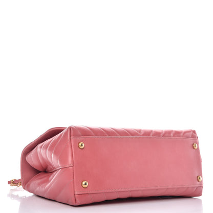 Chanel Calfskin Lizard Chevron Quilted Small Coco Handle Flap Pink 4 of 7