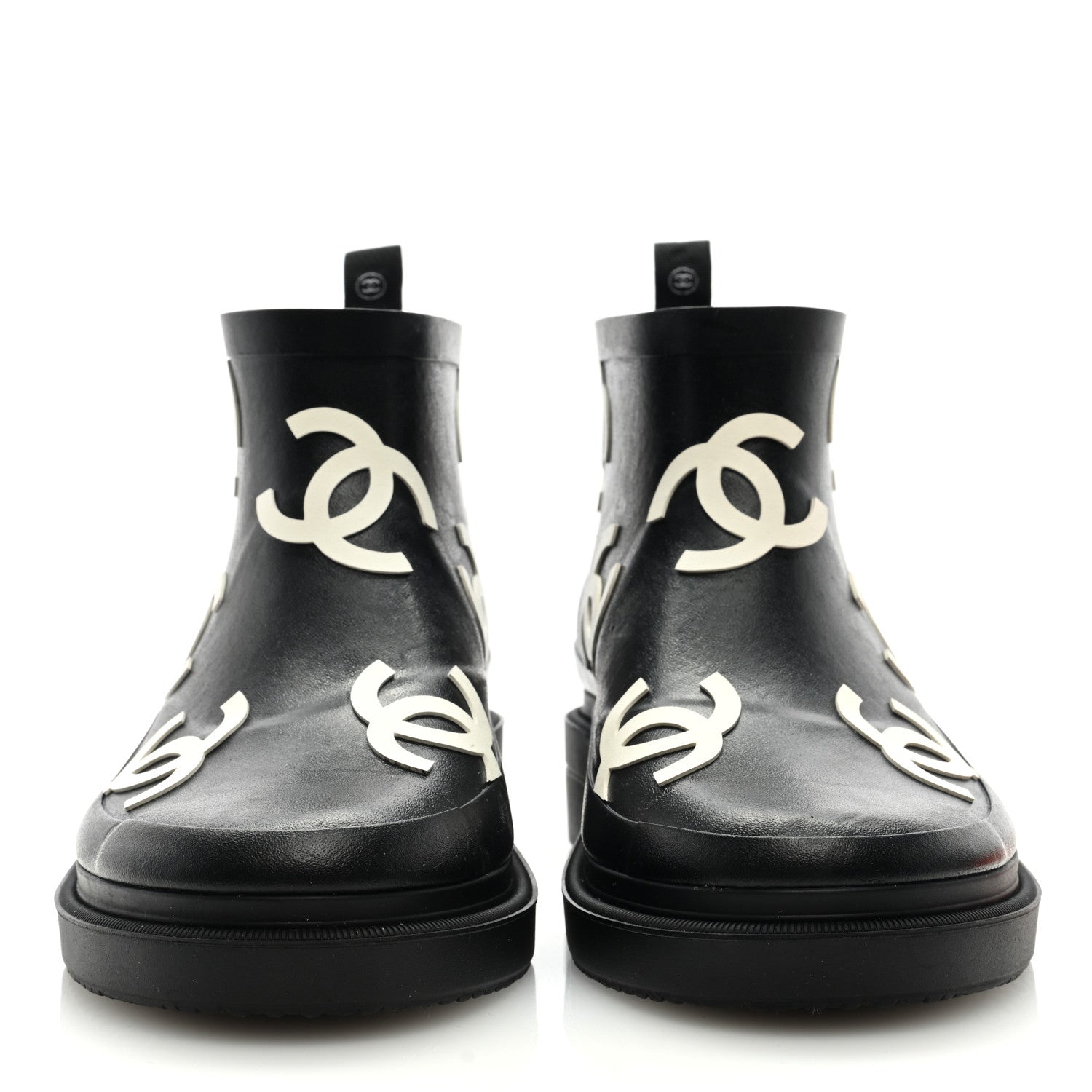 Chanel Rubber CC Print Boots 36 Black 3 of 8