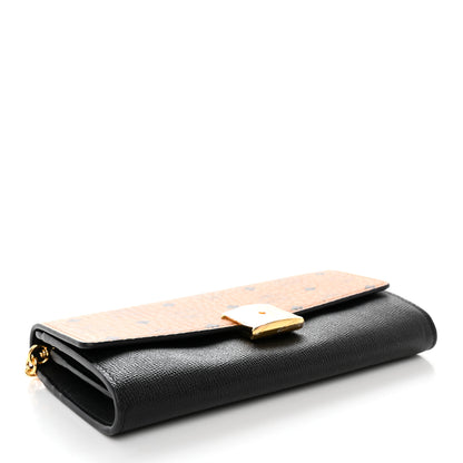 MCM Visetos Calfskin Large Mena Crossbody Wallet On Chain Cognac Black 3 of 11