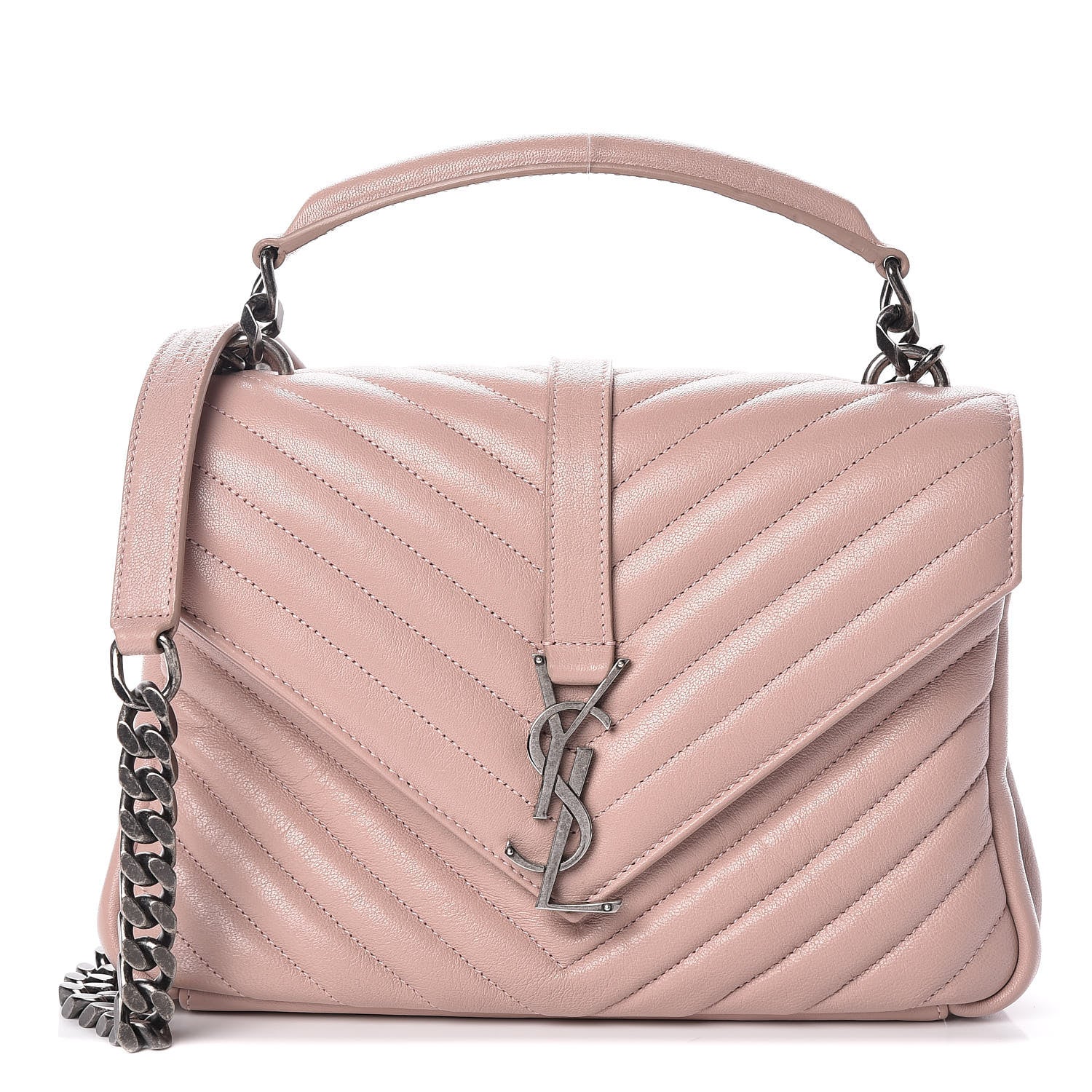Saint Laurent Sheepskin Matelasse Chevron Monogram Medium College Bag Fard 1 of 13