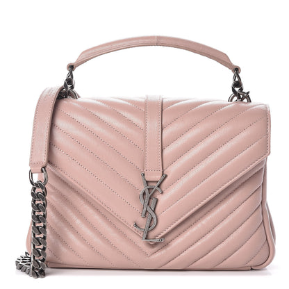Saint Laurent Sheepskin Matelasse Chevron Monogram Medium College Bag Fard 1 of 13