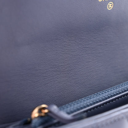 Chanel Lambskin Quilted Charms Large Gusset Flap Wallet Blue 9 of 11