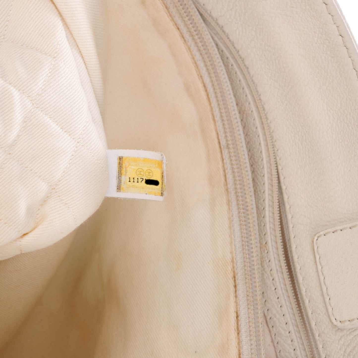 Goatskin Perforated Large CC Tote White