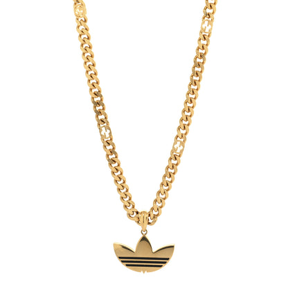 Gucci X ADIDAS Gourmette Trefoil Pendant Necklace Gold 1 of 4