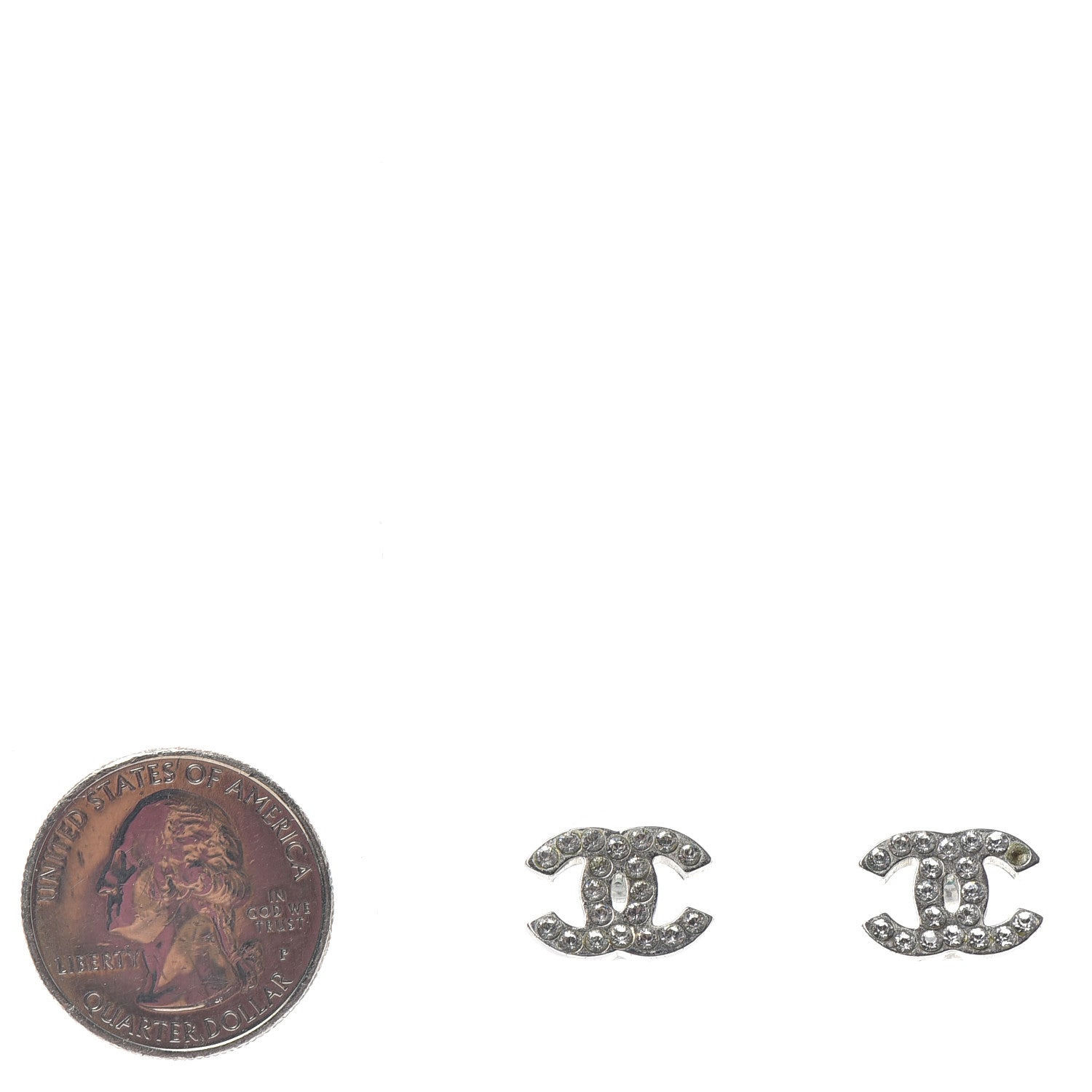 Chanel Crystal CC Earrings Silver 2 of 5