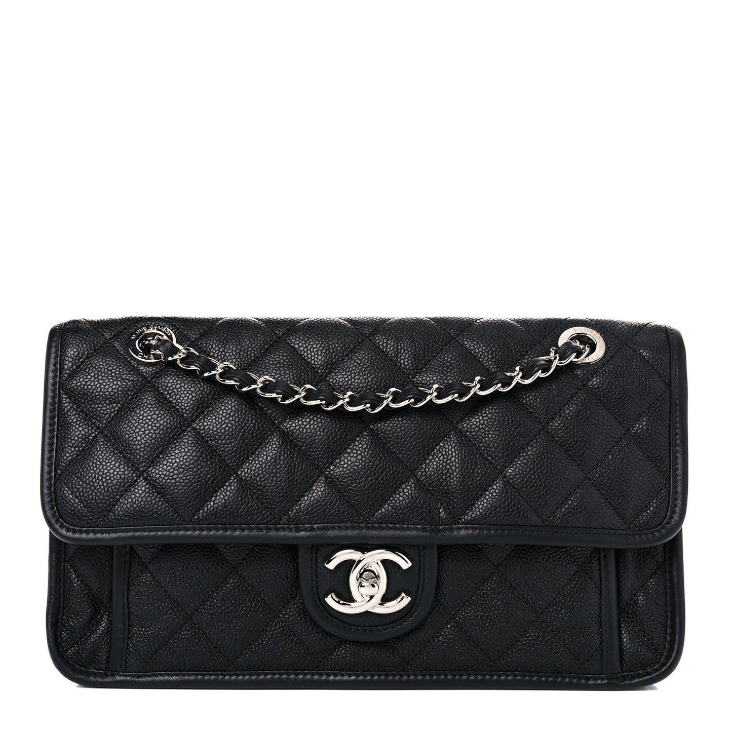 Caviar Quilted Medium French Riviera Flap Black