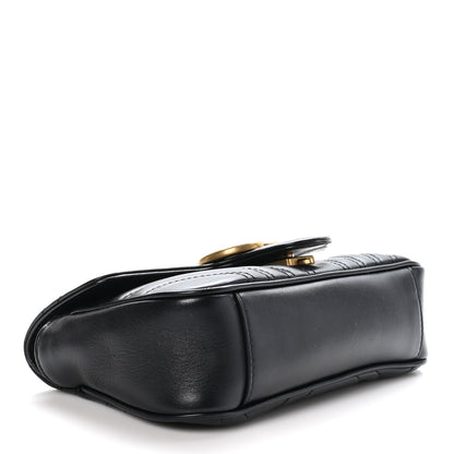 Gucci Calfskin Matelasse Mini GG Marmont Shoulder Bag Black 4 of 14