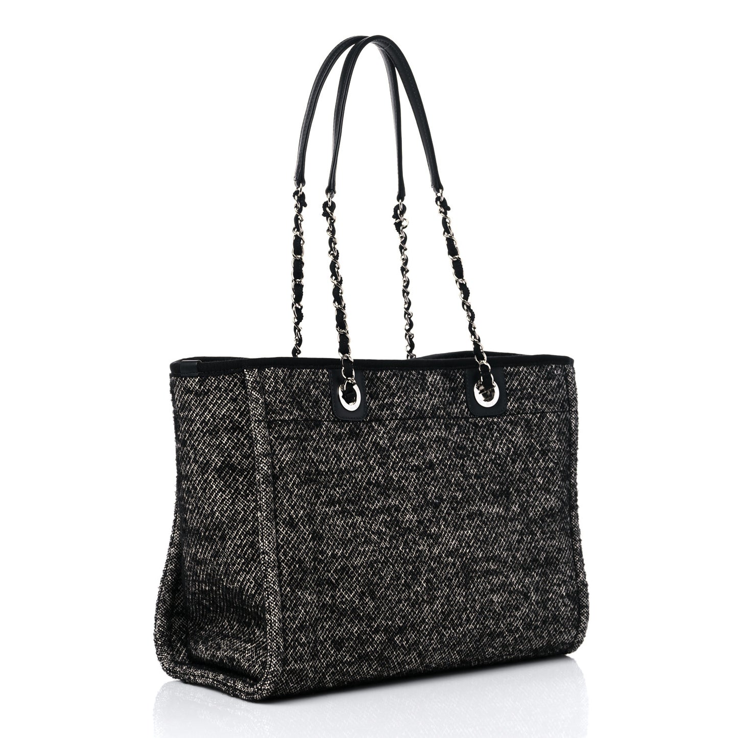Mixed Fibers Calfskin Small Deauville Tote Black