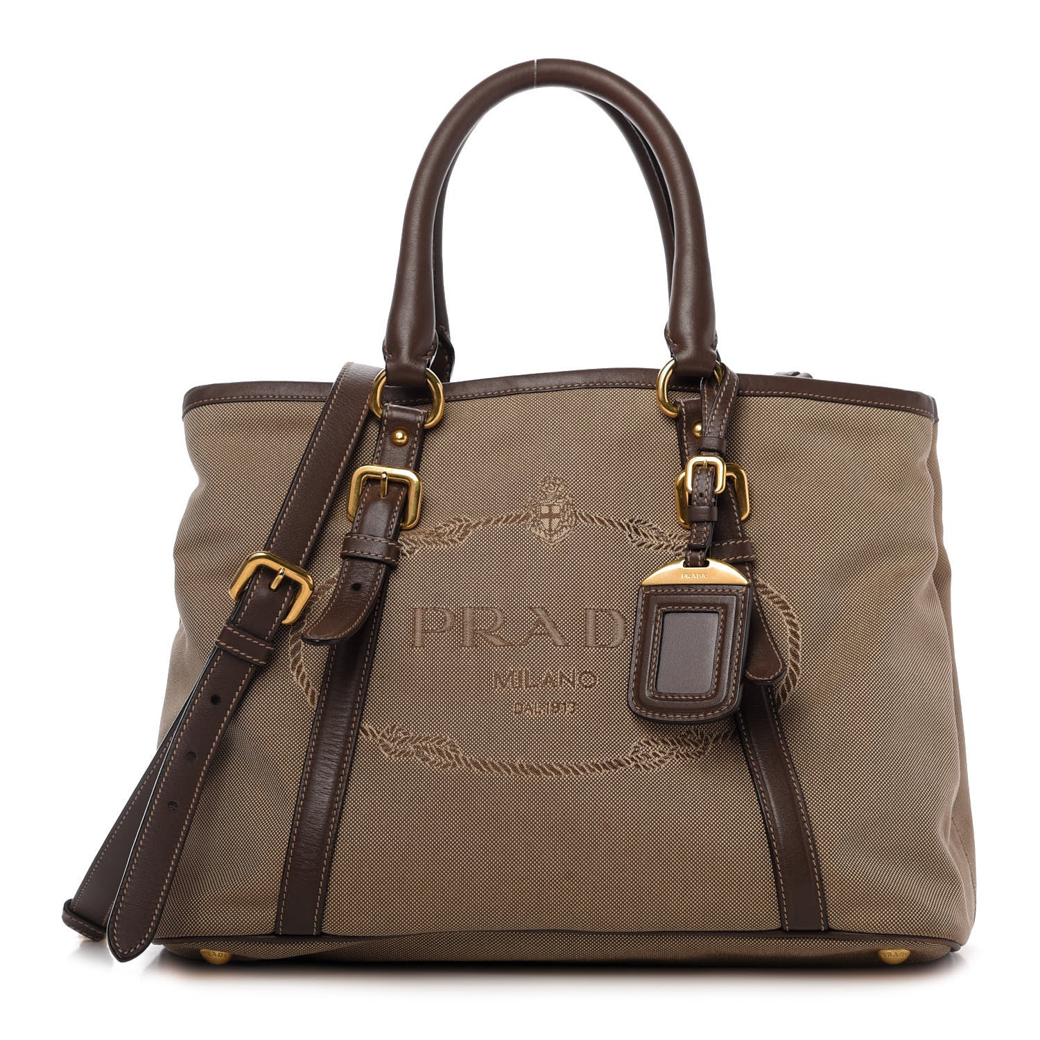 Prada Jacquard Logo Tote Corda Bruciato 1 of 10