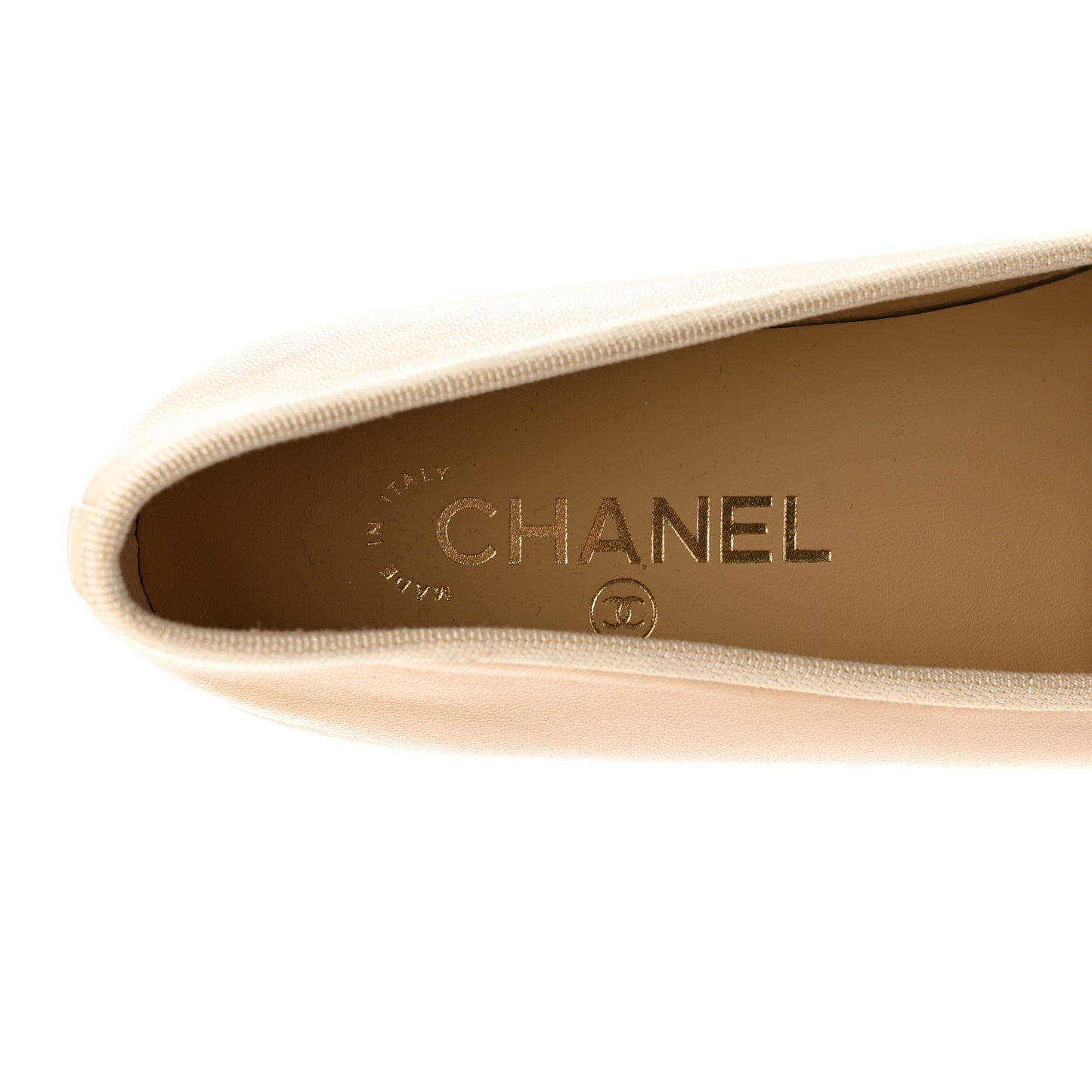 Lambskin Cap Toe CC Ballerina Flats 37 Beige Black