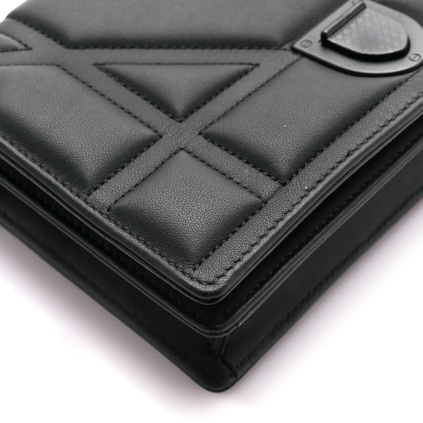Ultra Matte Calfskin Diorama Wallet on Chain Pouch Black