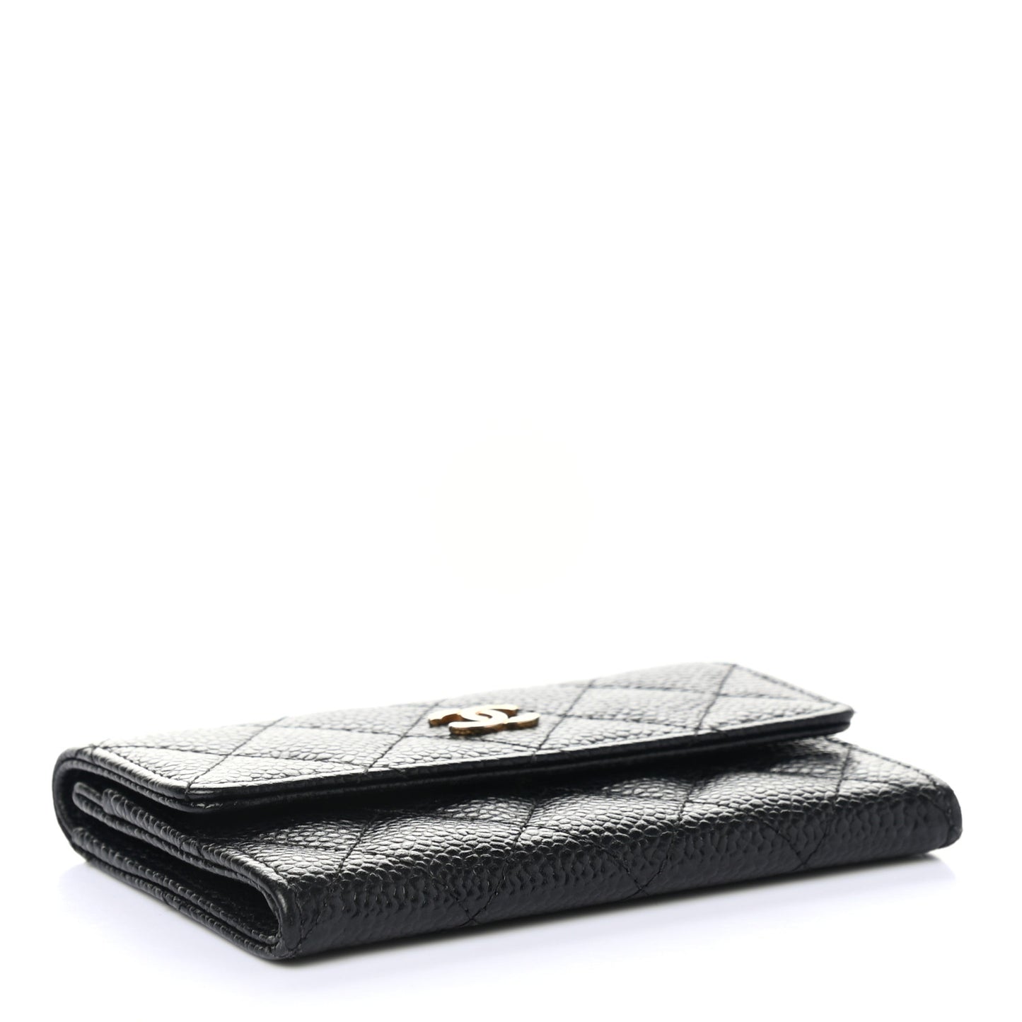 Caviar Quilted Flap Card Holder Black